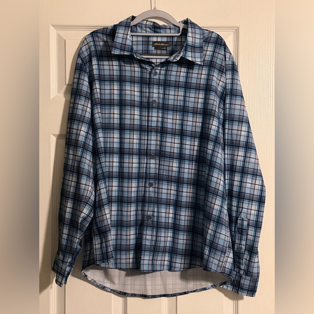 Eddie Bauer Outdoor Blue Plaid Men's Shirt